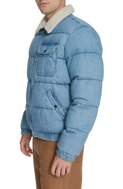 Levi's Men's Denim Quilted Sherpa Collar Jacket In Blue
