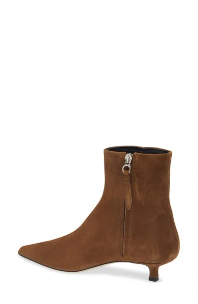 Aeyde Sofie Pointed Toe Kitten Heel Bootie In Brown