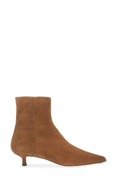 Aeyde Sofie Pointed Toe Kitten Heel Bootie In Brown