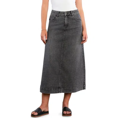 Hint Of Blu Upper East Side Denim Maxi Skirt In Gray