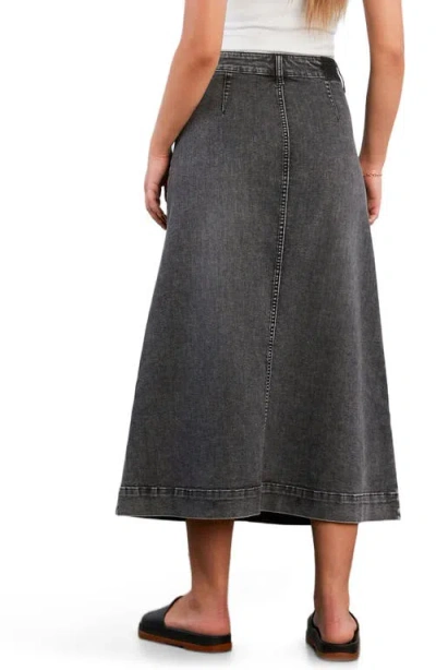 Hint Of Blu Upper East Side Denim Maxi Skirt In Gray