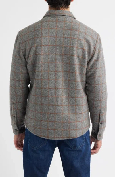 Johnnie-o Mcdowell Insulated Windowpane Check Felted Button-up Shirt Jacket In Gray