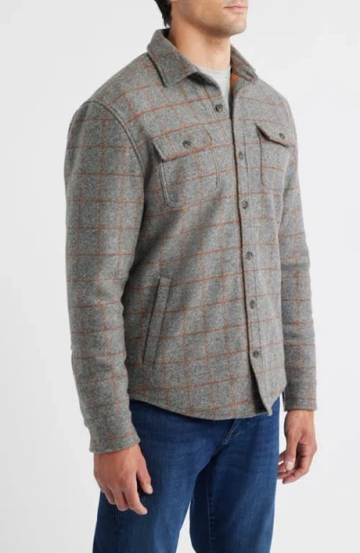 Johnnie-o Mcdowell Insulated Windowpane Check Felted Button-up Shirt Jacket In Gray