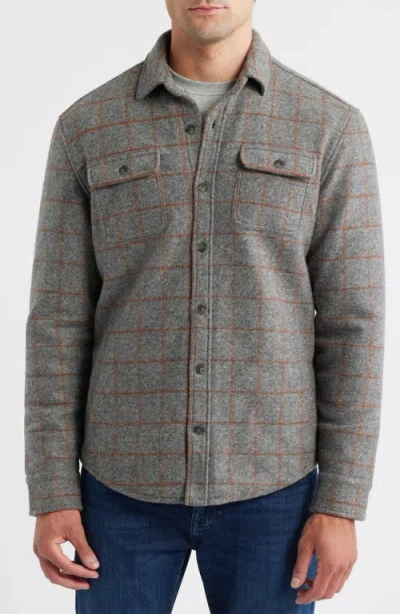 Johnnie-o Mcdowell Insulated Windowpane Check Felted Button-up Shirt Jacket In Gray