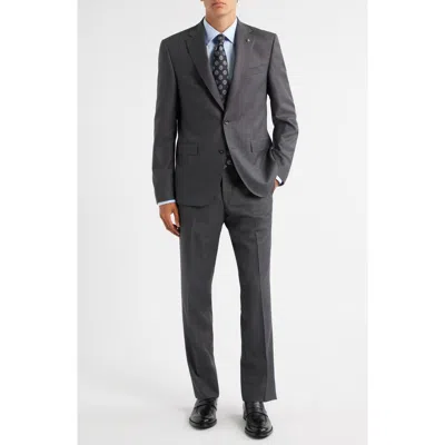 Jack Victor Esprit Charcoal Grey Bird's Eye Super 120s Wool Suit In Gray