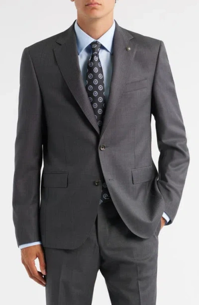 Jack Victor Esprit Charcoal Grey Bird's Eye Super 120s Wool Suit In Gray