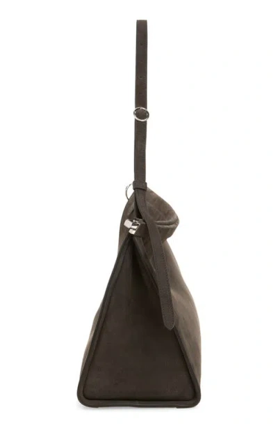 Alaïa Large Le Click East/west Suede Shoulder Bag In Gray