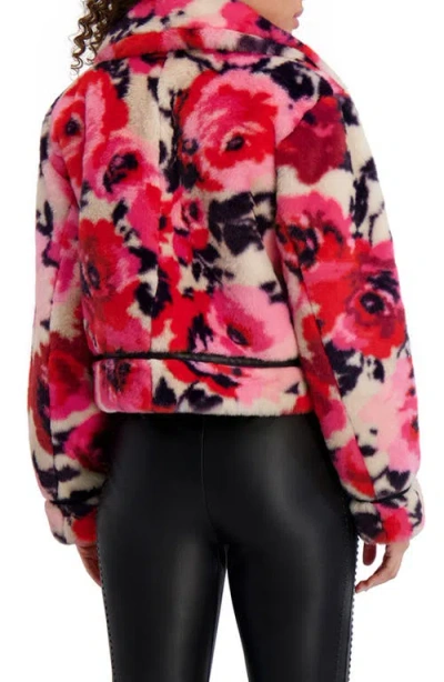 Karl Lagerfeld Paris Python Print Faux Fur Jacket In Pink
