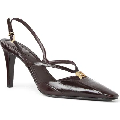 Fendi Brown Hagfish Leather High-heeled Slingbacks In Brown