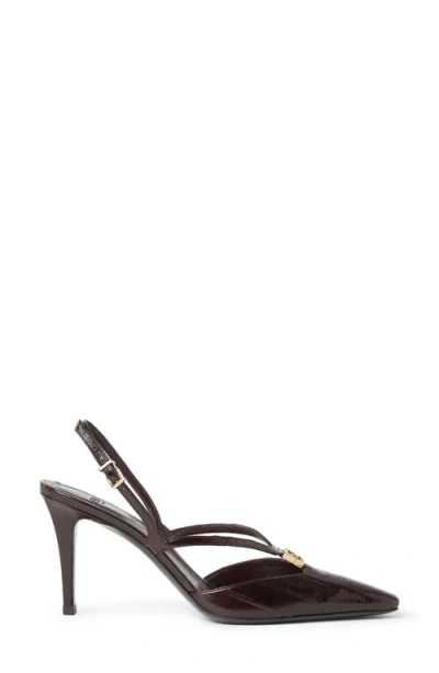 Fendi Brown Hagfish Leather High-heeled Slingbacks In Brown
