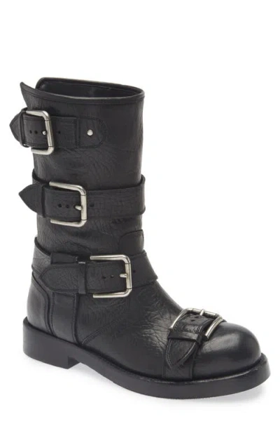 Dolce & Gabbana Leather Boot With Buckles In Black