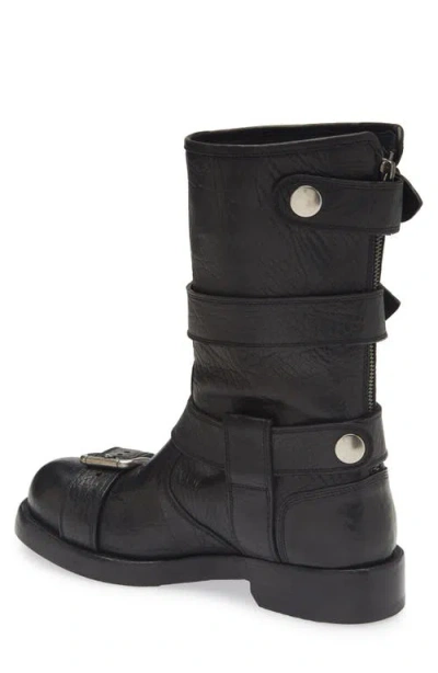 Dolce & Gabbana Leather Boot With Buckles In Black