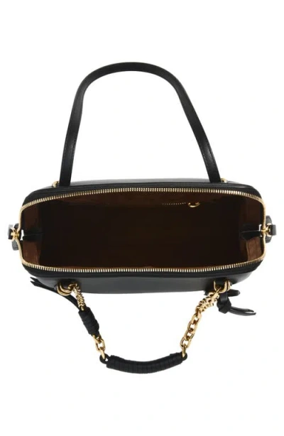 Etro Black Shoulder Bag With Chain-link Shoulder Strap And Tag With Embossed Logo On The Front In Leather