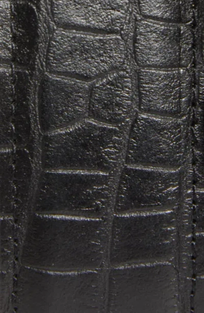 Noah Croc Embossed Metal Tip Leather Belt In Black