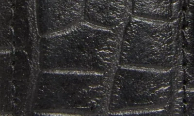 Noah Croc Embossed Metal Tip Leather Belt In Black