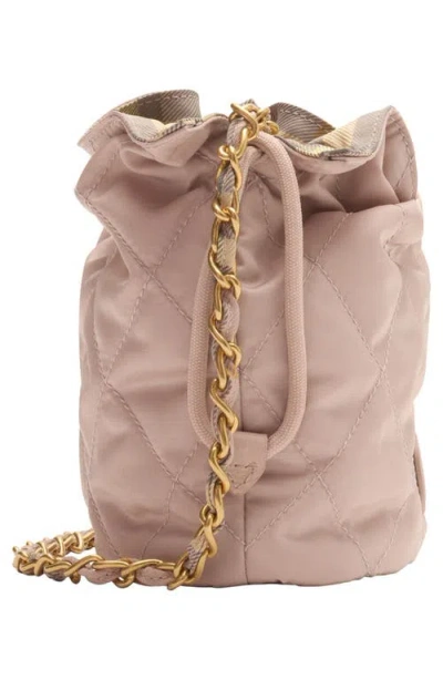 Burberry Horseshoe Quilted Nylon Pouch Bag In Pink