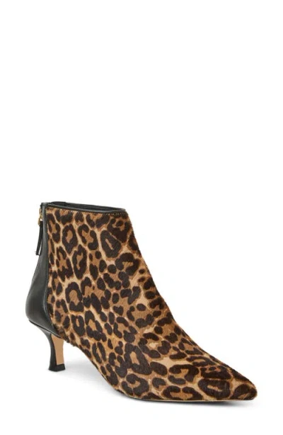 Bruno Magli Francesca Pointed Toe Kitten Heel Bootie In Animal Print