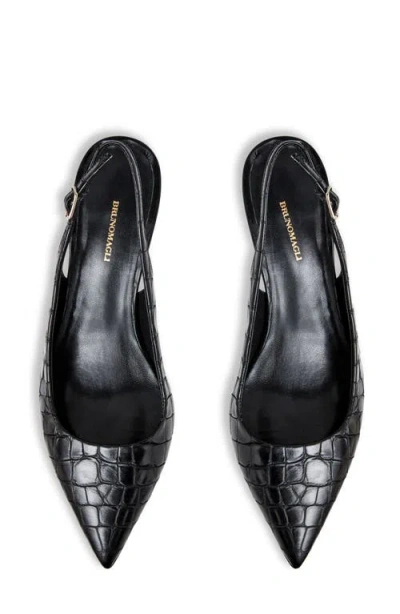 Bruno Magli Palerma Pointed Toe Kitten Heel Slingback Pump In Black