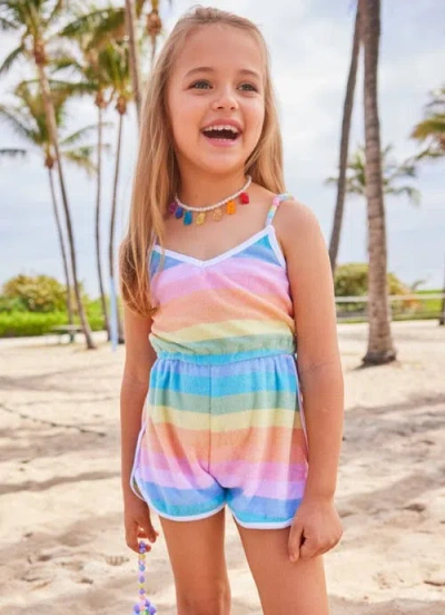 Lola + The Boys Pastel Ombré Beaded Hearts Romper In Multi