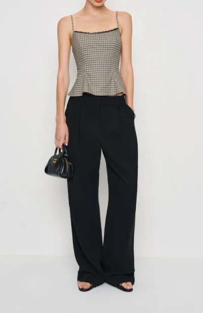 Reformation Womens Genevieve Check-print Woven Top Beige And Black Check In Gray