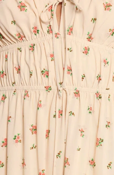 Petal And Pup Petal & Pup Maureen Floral Long Sleeve Midi Dress In Neutral