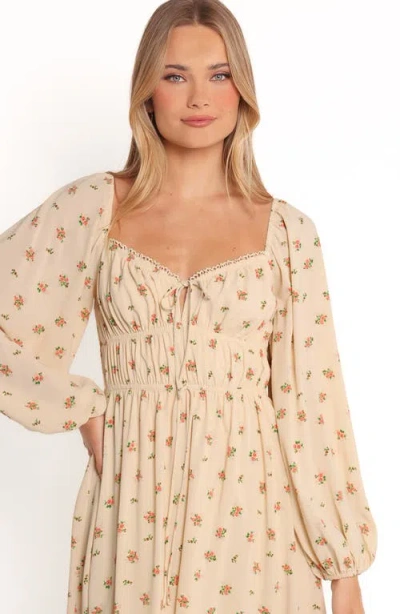 Petal And Pup Petal & Pup Maureen Floral Long Sleeve Midi Dress In Neutral