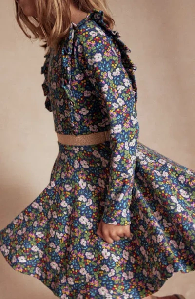 Mini Boden Kids' Floral Long Sleeve Cotton Jersey Dress In Multi