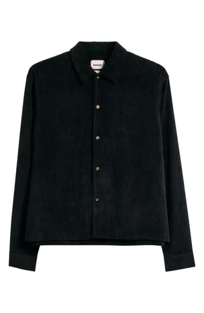 Rizort Roger Rib Button-up Shirt Jacket In Black