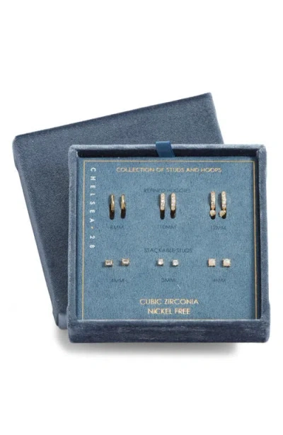 Chelsea28 Set Of 6 Opal & Cubic Zirconia Earrings In Metallic