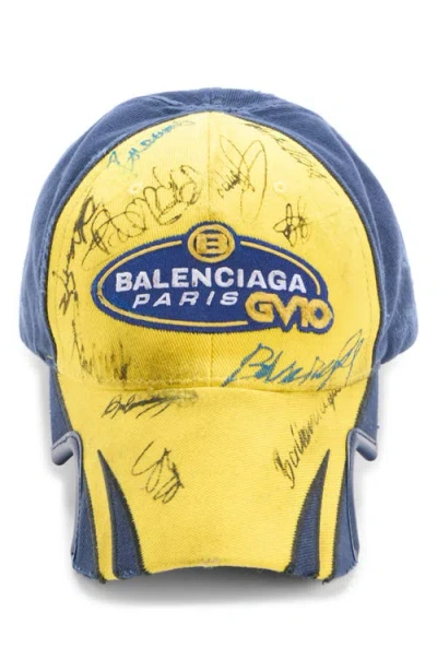 Balenciaga Banana Distressed Cotton Twill Baseball Cap In Multi