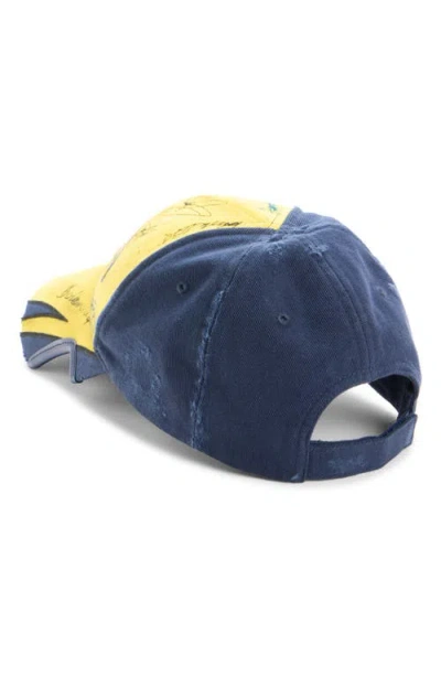 Balenciaga Banana Distressed Cotton Twill Baseball Cap In Multi