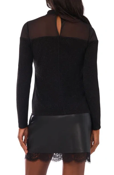 Vince Camuto Illusion Yoke Mock Neck Top In Black