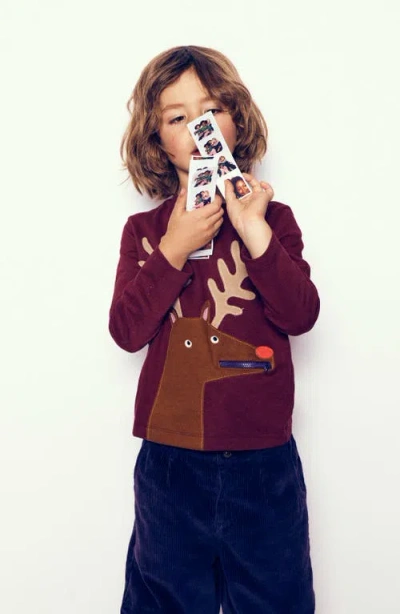 Mini Boden Kids' Zip Appliqué T-shirt In Red