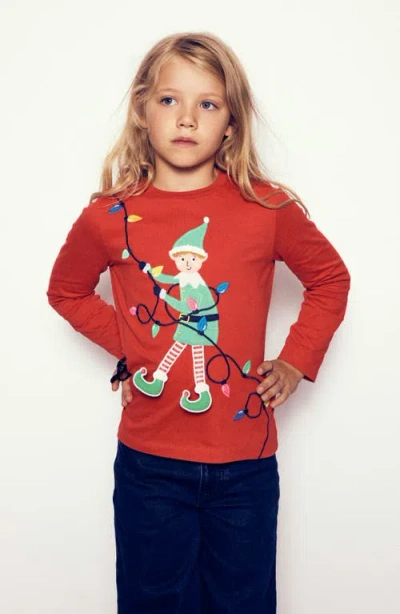 Mini Boden Kids' 3d Novelty Long Sleeve Cotton T-shirt In Red
