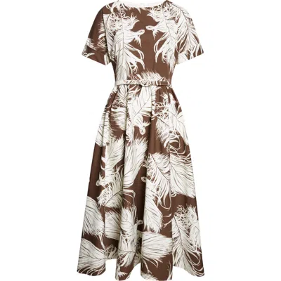 Oscar De La Renta Printed Cotton-blend Poplin Midi Dress In Multi