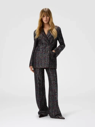 Missoni Double-breasted Checked Blazer Featuring Sequins In Black