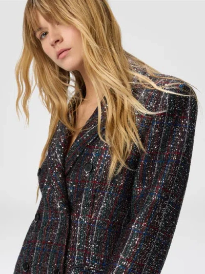 Missoni Double-breasted Checked Blazer Featuring Sequins In Black