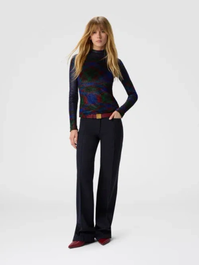 Missoni Turtleneck Sweater With Flame Pattern In Blue