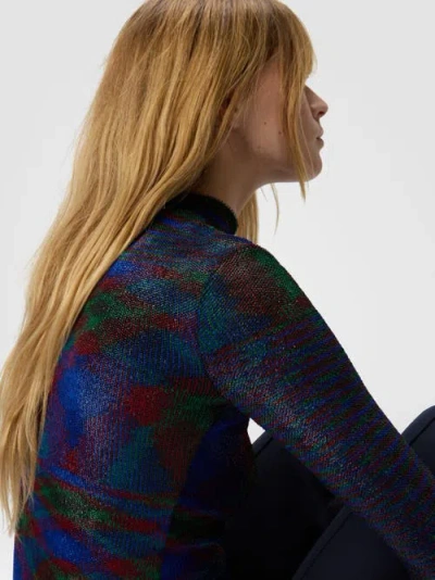 Missoni Turtleneck Sweater With Flame Pattern In Blue