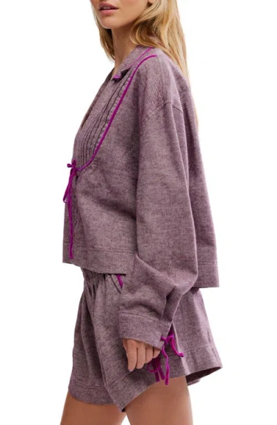 Free People Close To Home Cotton Flannel Short Pajamas In Purple