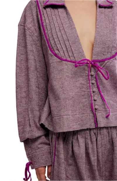 Free People Close To Home Cotton Flannel Short Pajamas In Purple