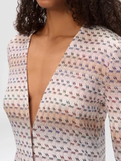 Missoni Long Buttoned Cardigan In Viscose Blend In Multi