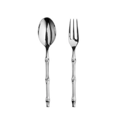 Mepra Bali Mirror 2 Piece Serving Set In Silver