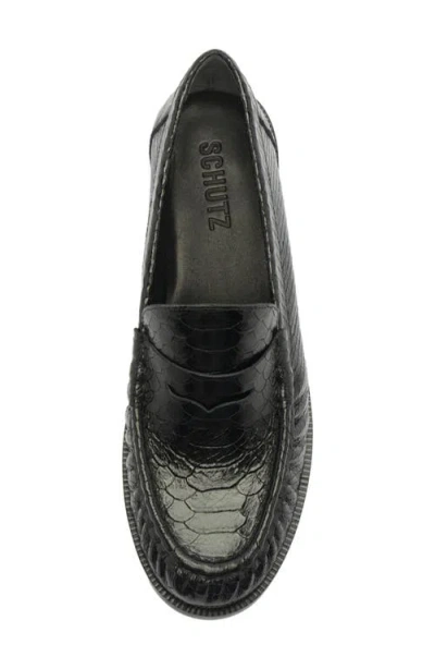 Schutz Snakeskin Tyche Loafer In Black, Women's At Urban Outfitters In Black