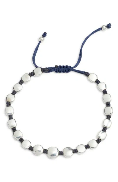 Caputo & Co Beaded Macramé Slider Bracelet In White