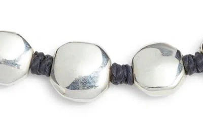 Caputo & Co Beaded Macramé Slider Bracelet In White