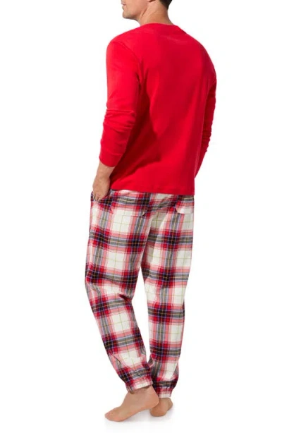 Bedhead Pajamas Henley Pajama Top And Organic Cotton Flannel Pajama Joggers Set In Red