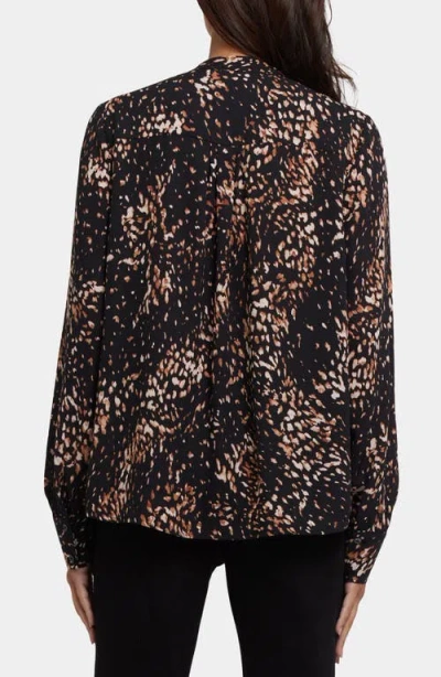 Nydj Tie Neck Button-up Shirt In Multi