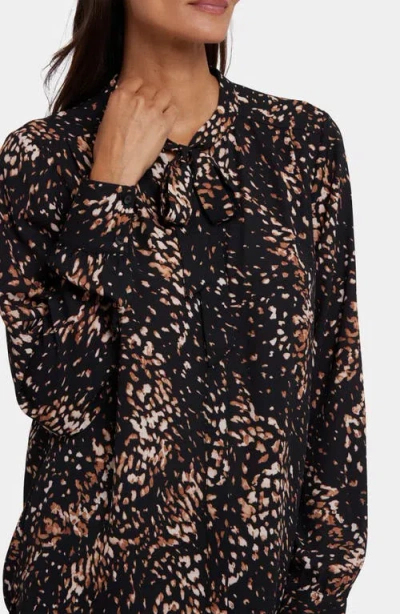 Nydj Tie Neck Button-up Shirt In Multi