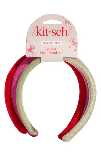 Kitsch 3-pack Assorted Velvet Headbands In Red